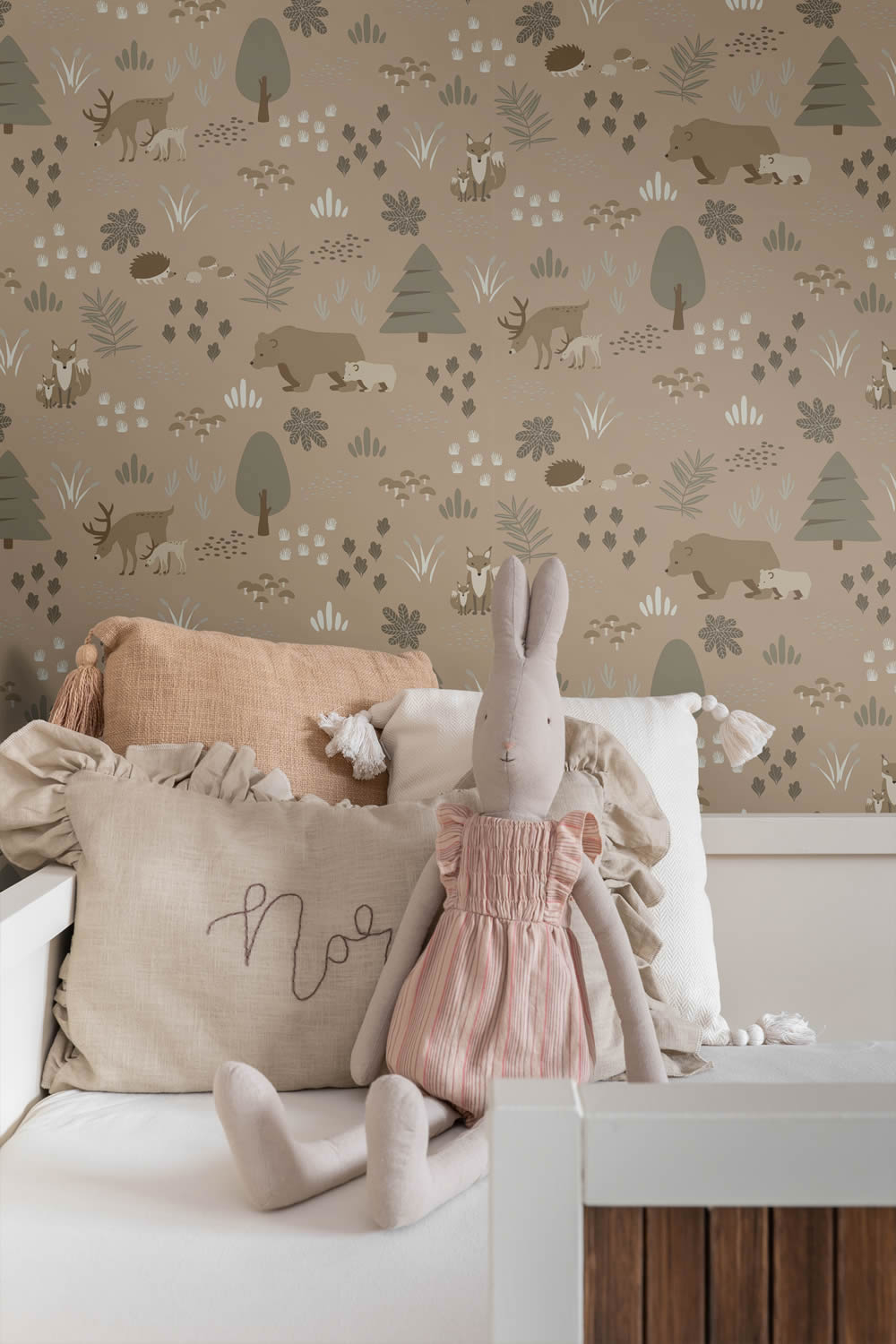 Waldtiere Tapete Bäume skandinavisch Vlies braun 139410