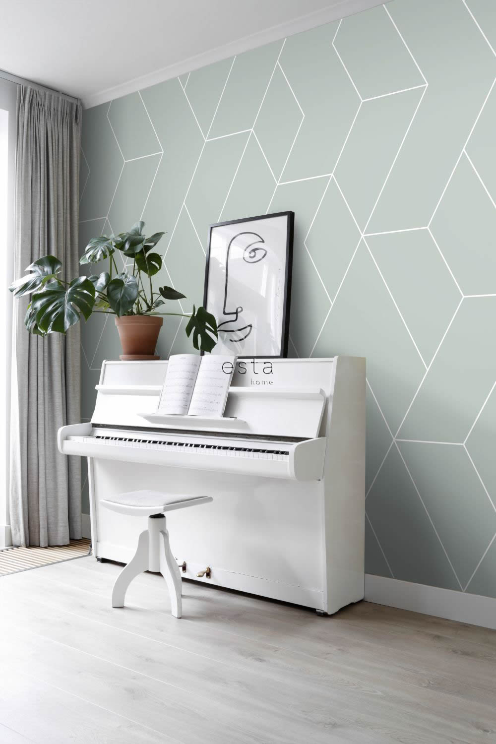 Wandbild Linien Scandi mintgrün Vlies 200 x 279 cm 158963