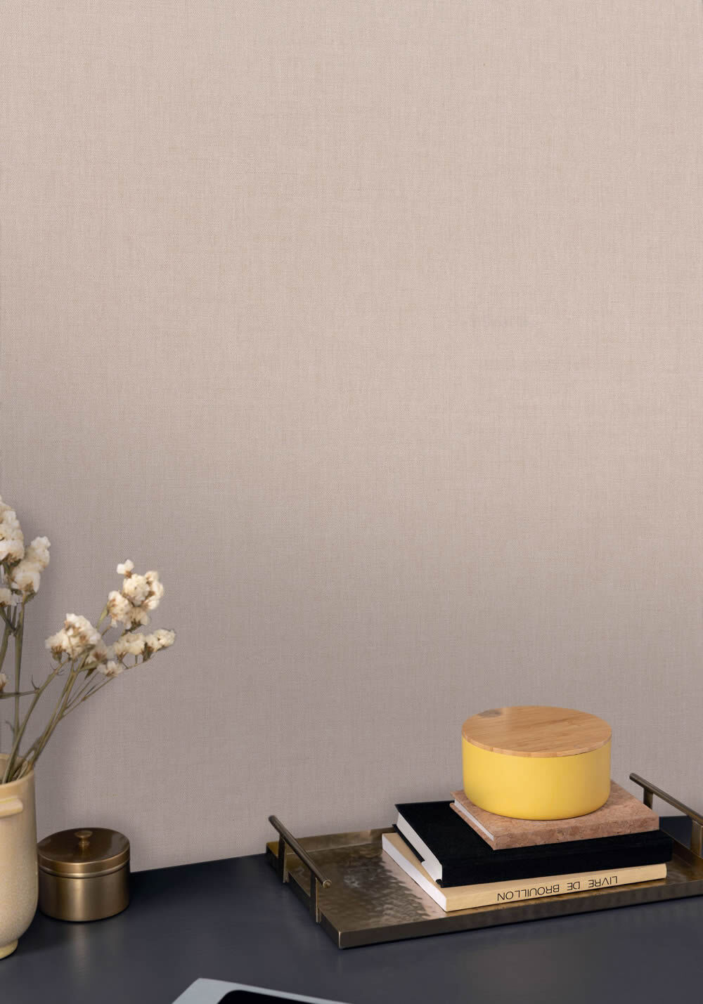 Non-woven wallpaper plain soft rose printed linen look smooth Les Minis Mondes Caselio MNM100601212