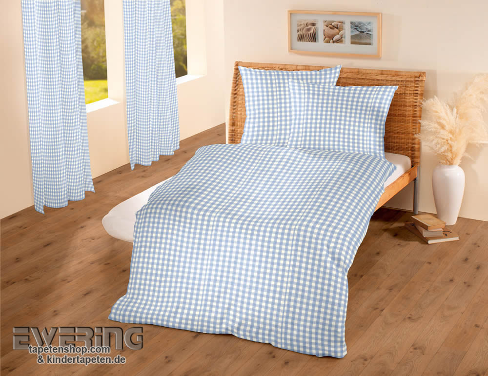 Dekostoff Karomuster Hell-Blau