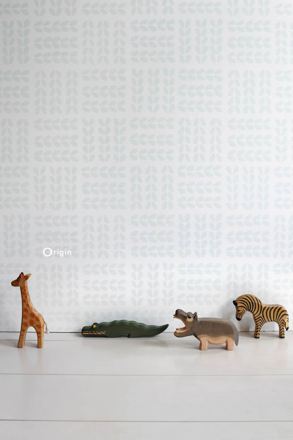 Blätter Helles Mint Weiß Vlies-Tapete