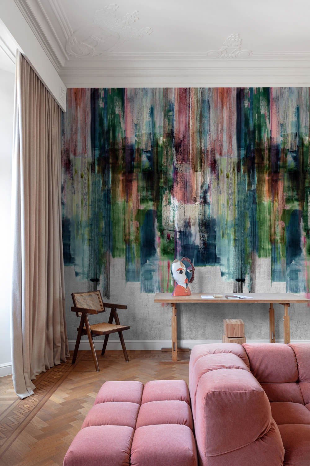 Wandbild 159 x 280 cm Acryl künstlerisch 3 Bahnen bunt ML3901