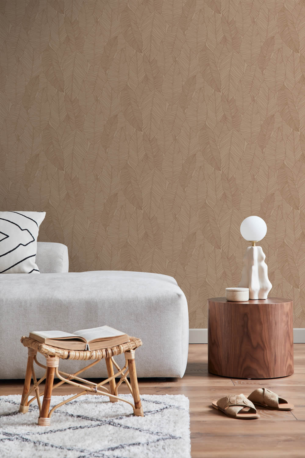 Leaf wallpaper drawn line art pink 139353