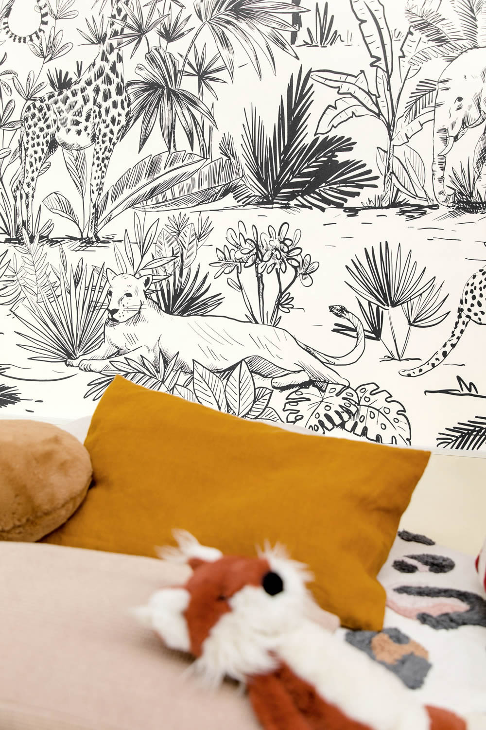 Schwarz weißes Wandbild Afrikanische Tiere Caselio - Autour du Monde ADM103599003