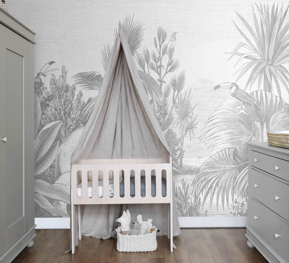 Elefantenfamilie exotische Tiere Wandbilder graubeige Woodland Rasch Textil 059061