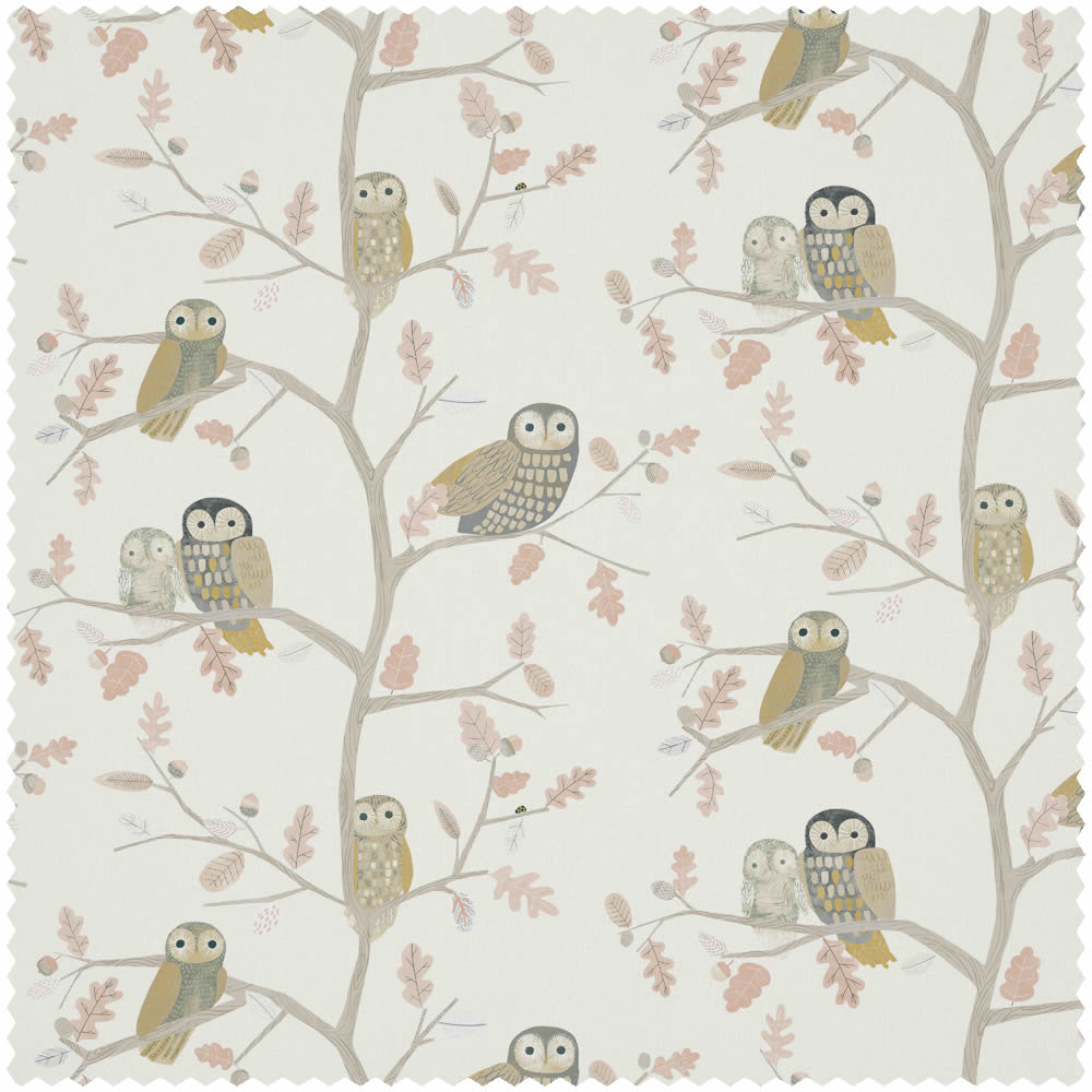 Stoff Eulen Vögel Äste beige HLTF120934