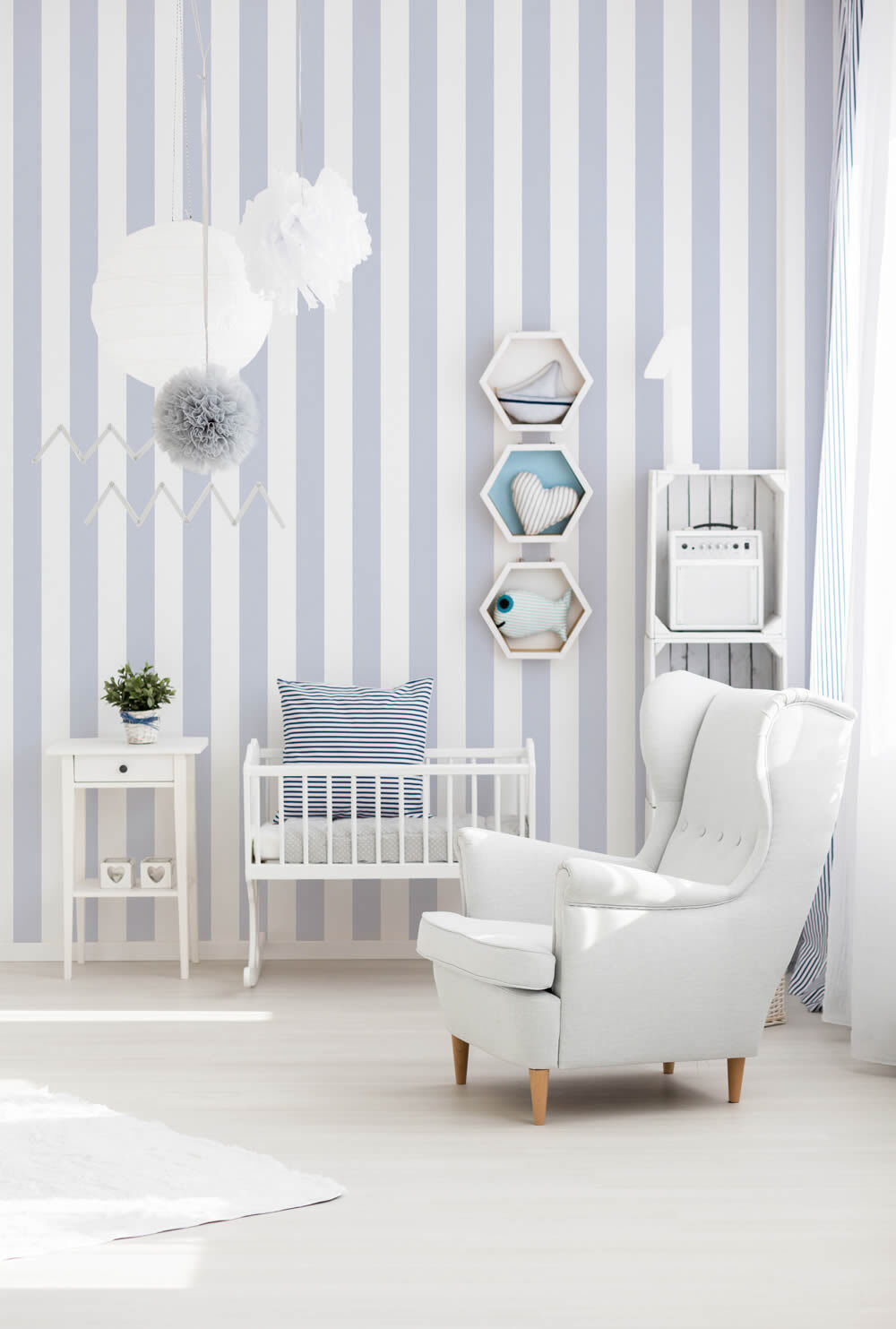 stripes girl wallpaper light purple and white Little Love AS Creation 381483