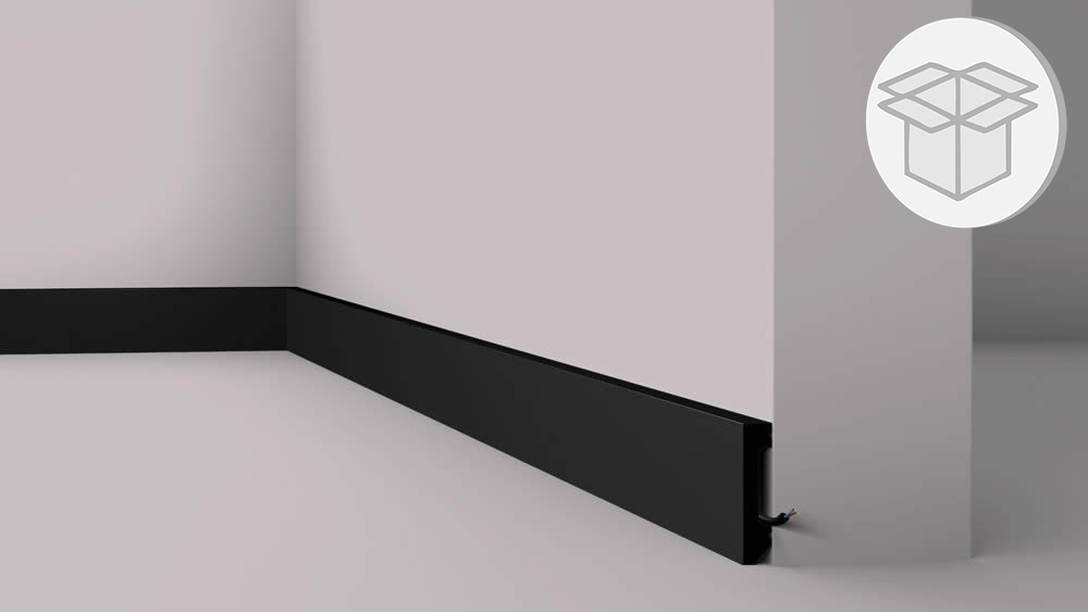 17er Stuckleisten Box schwarz lackierte Fußleiste FT2 Black Noel Marquet Flachprofil NMC-x13-FT2BLACK-VE