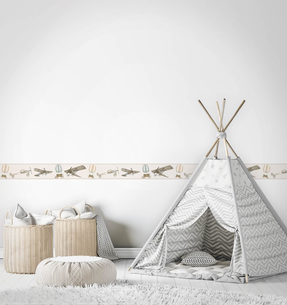 Cream und braune Borte Flugzeuge Kids Walls Marburg 45857