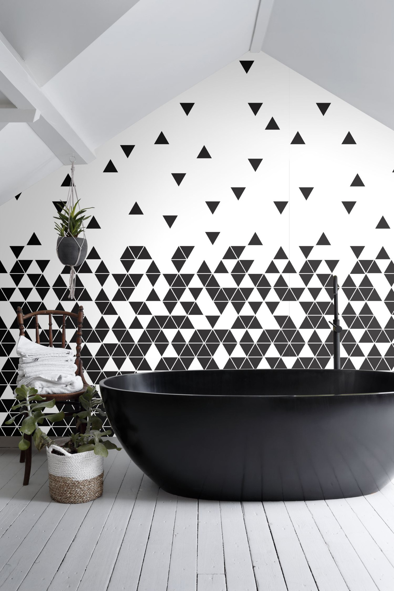 Wandbild Dreiecke schwarz weiß 200 x 279 cm 158906