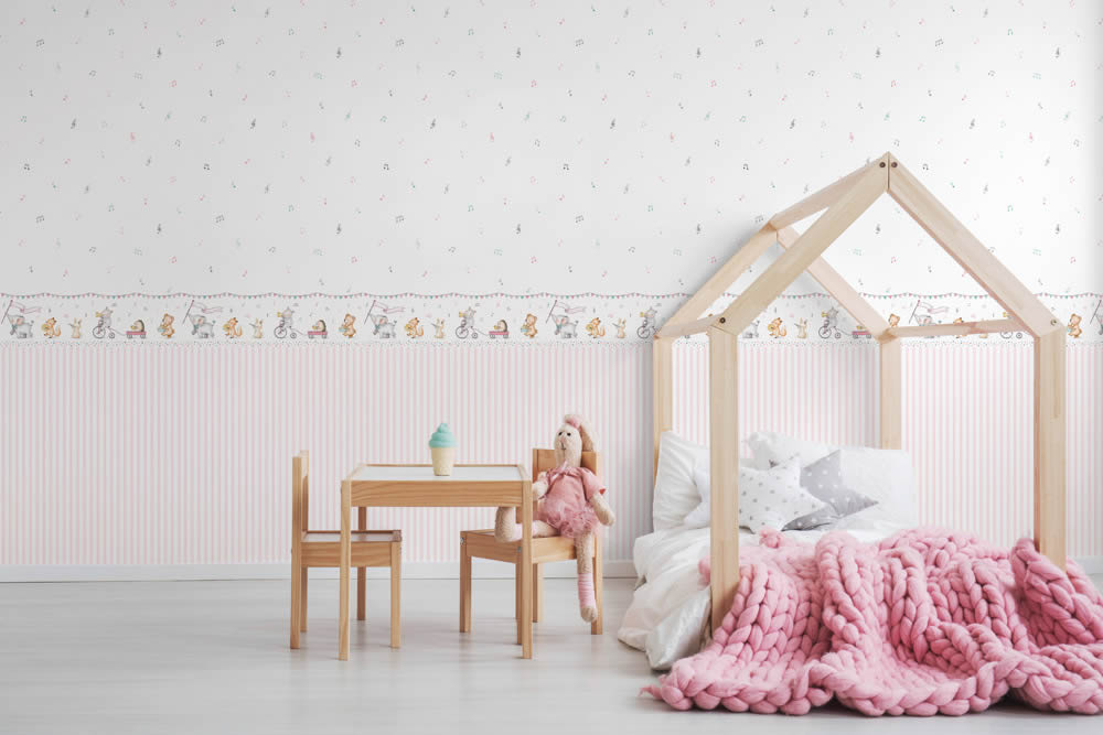 SALE 1 Rolle 204623 Linien Tapete rosa und weiß Pippo Rasch Textil _L4-23-204623_S