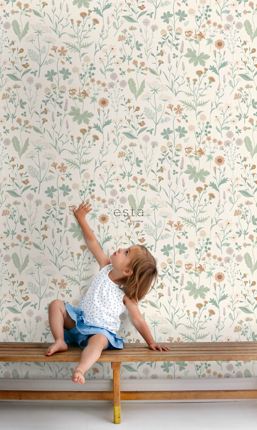 Scandi Tapete Feldblumen pastellfarben creme Vlies 139481