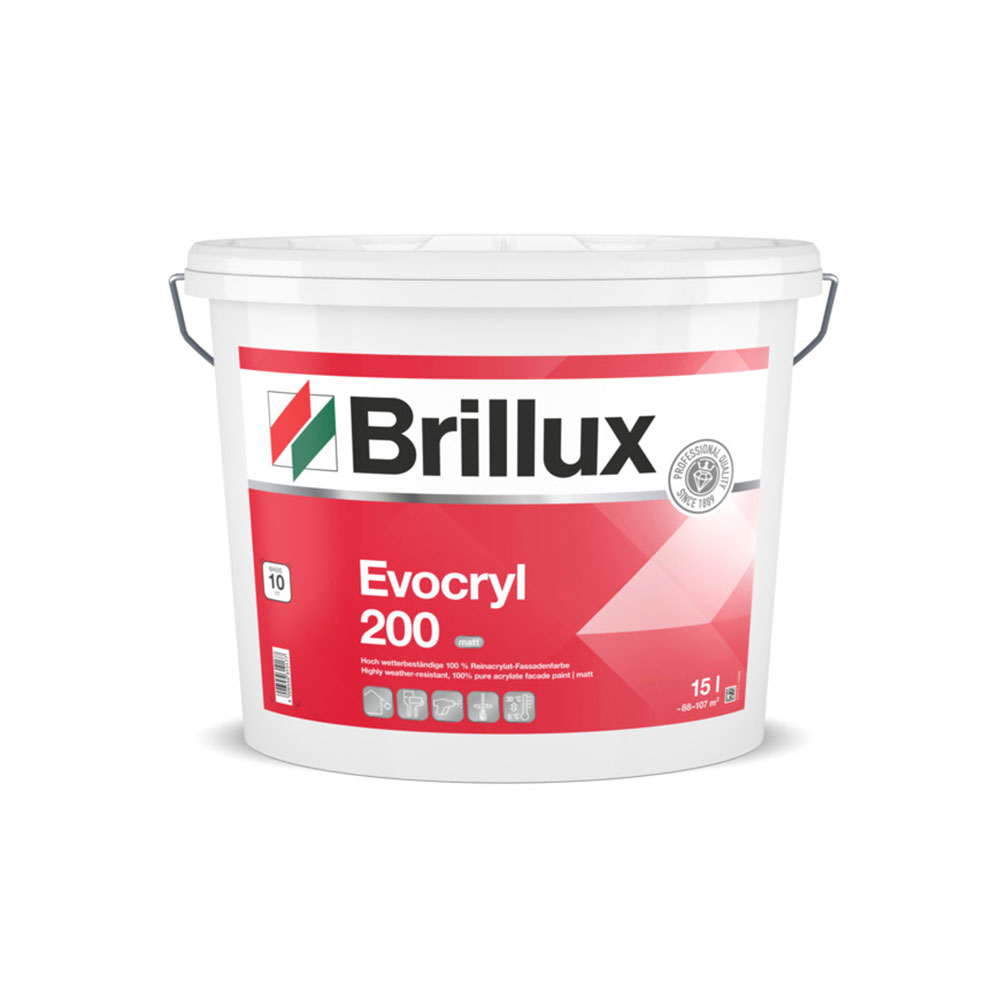 Brillux Evocryl 200 matt im 15 l Eimer - Fassadenfarbe fuer wetterbestaendigen Anstrich