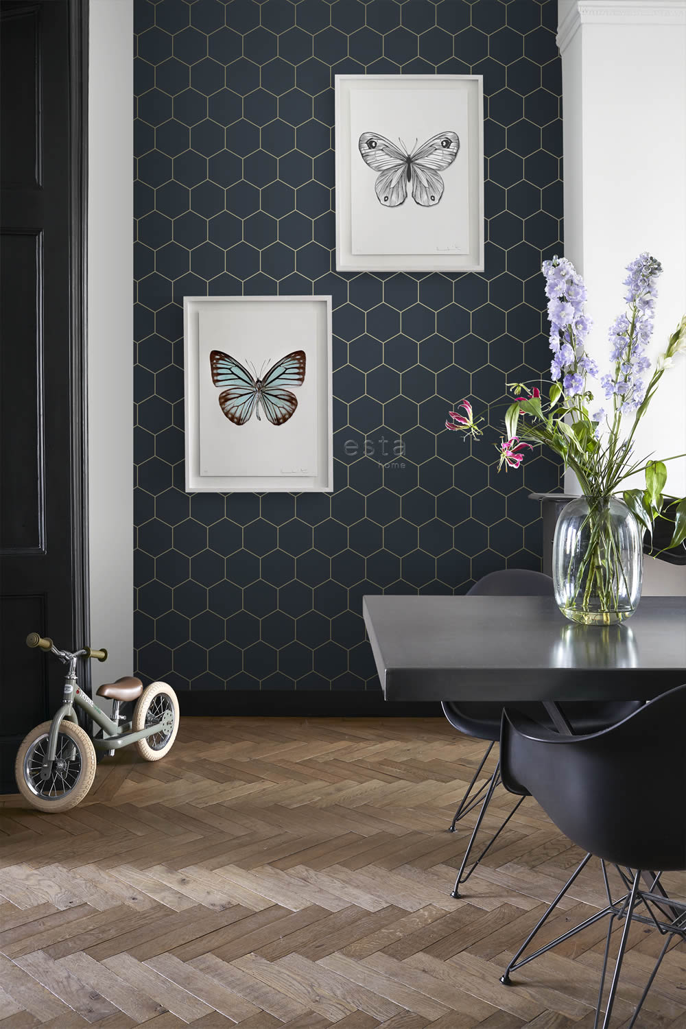 Tapete Wabenmuster blau Vlies 139237