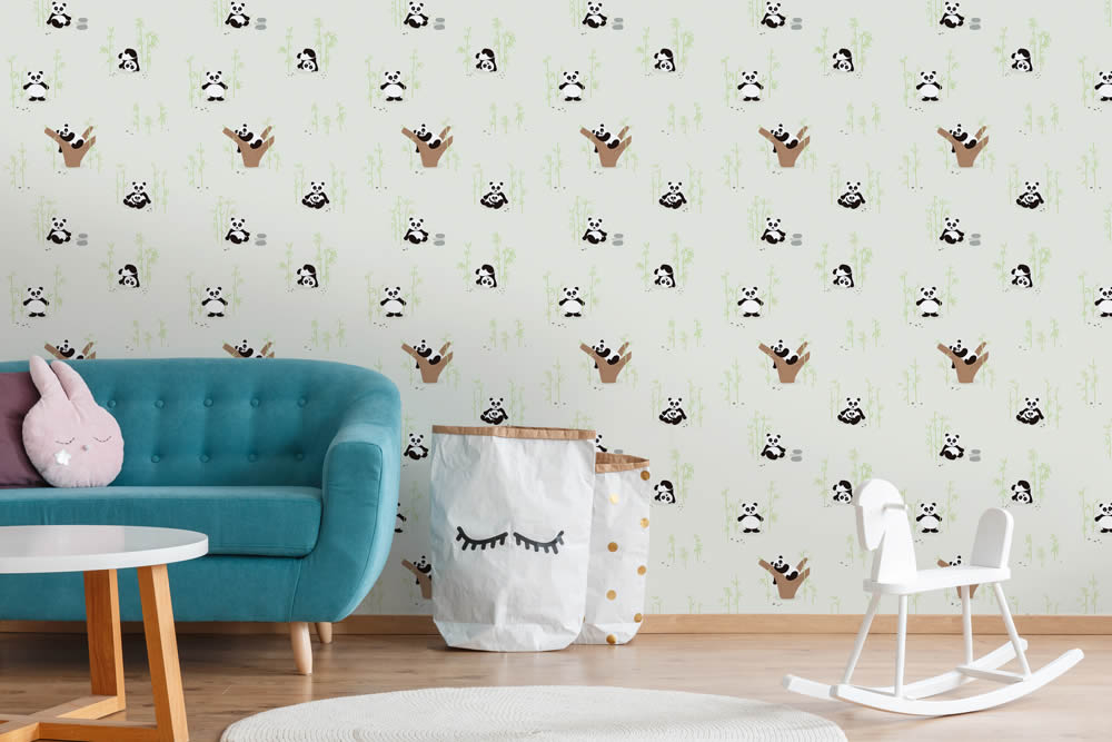 cream non-woven wallpaper pandas and bamboo Little Love AS Creation 381421-8-381421.1M