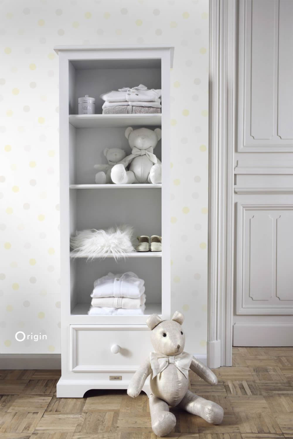 Gelb Beige Punkte Vlies Tapete