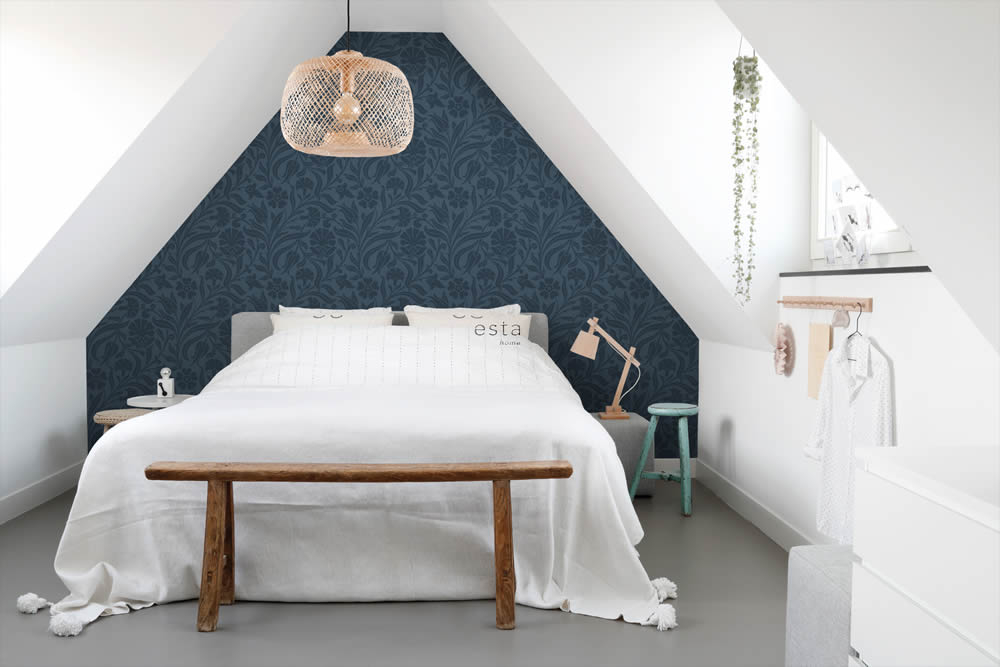 Blumentapete florales Muster Blau 139296