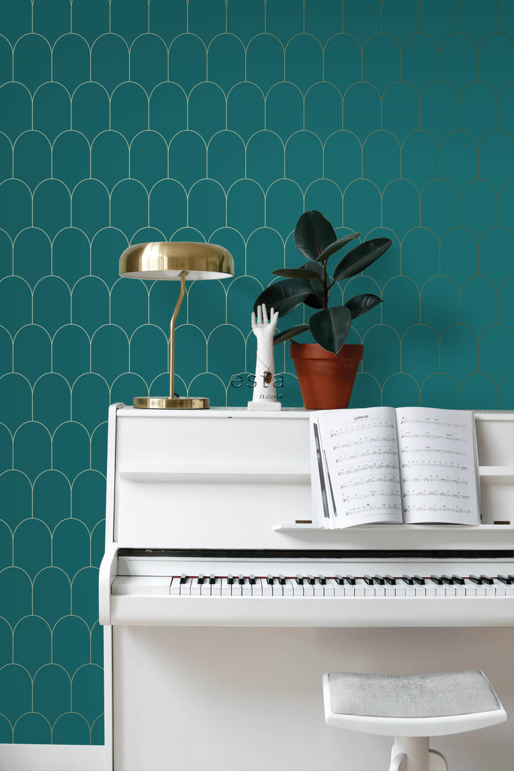 Tapete Geometrische Art Deco Tapete petrolblau Vlies 139205
