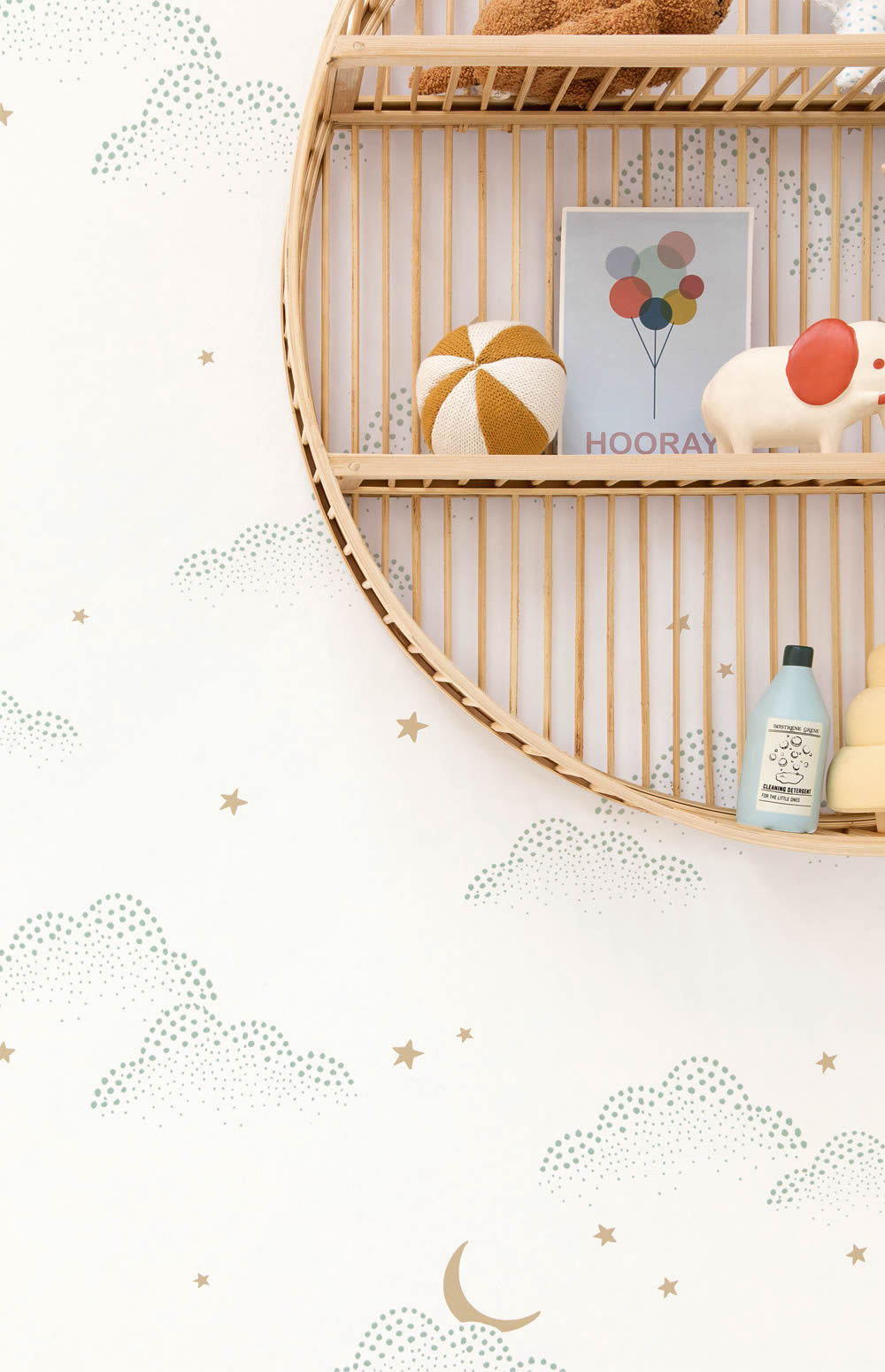 Sterntapete Wolken Japandi Stil PVC-frei Vlies weiß ADM103487002