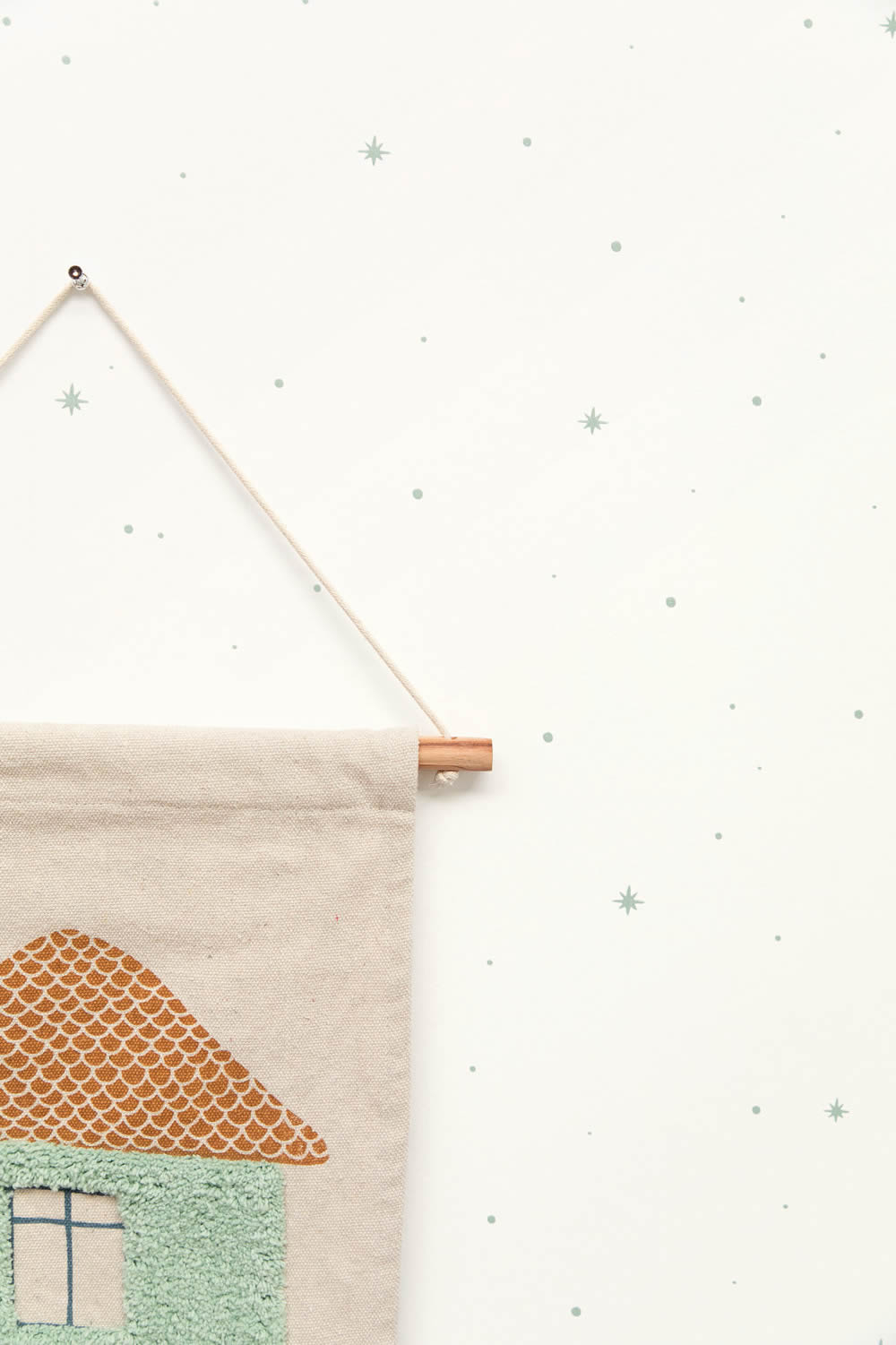 Sterne Niedliche Babyzimmertapeten weiß grün Caselio - Autour du Monde ADM103477077