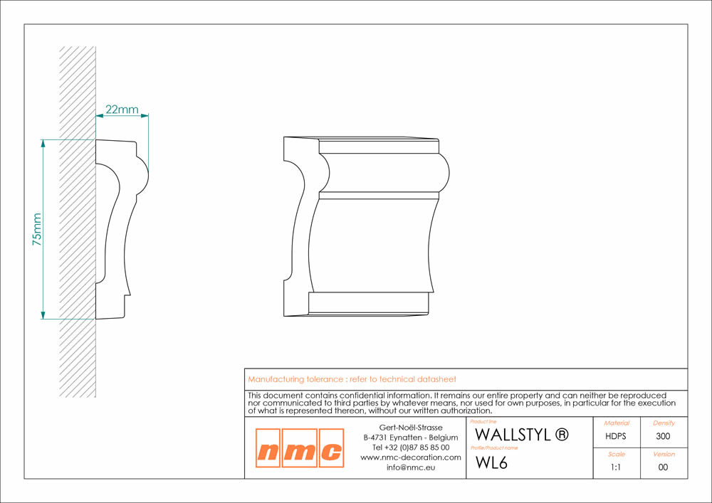 Wandleiste NMC WL6-2M Noel Marquet Stuckleiste-x13-WL6-2M.1M
