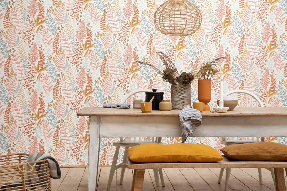 Colorful Leaves White and Colorful Wallpaper Caselio - La Foret Texdecor FRT102924366-36-FRT102924366.1M