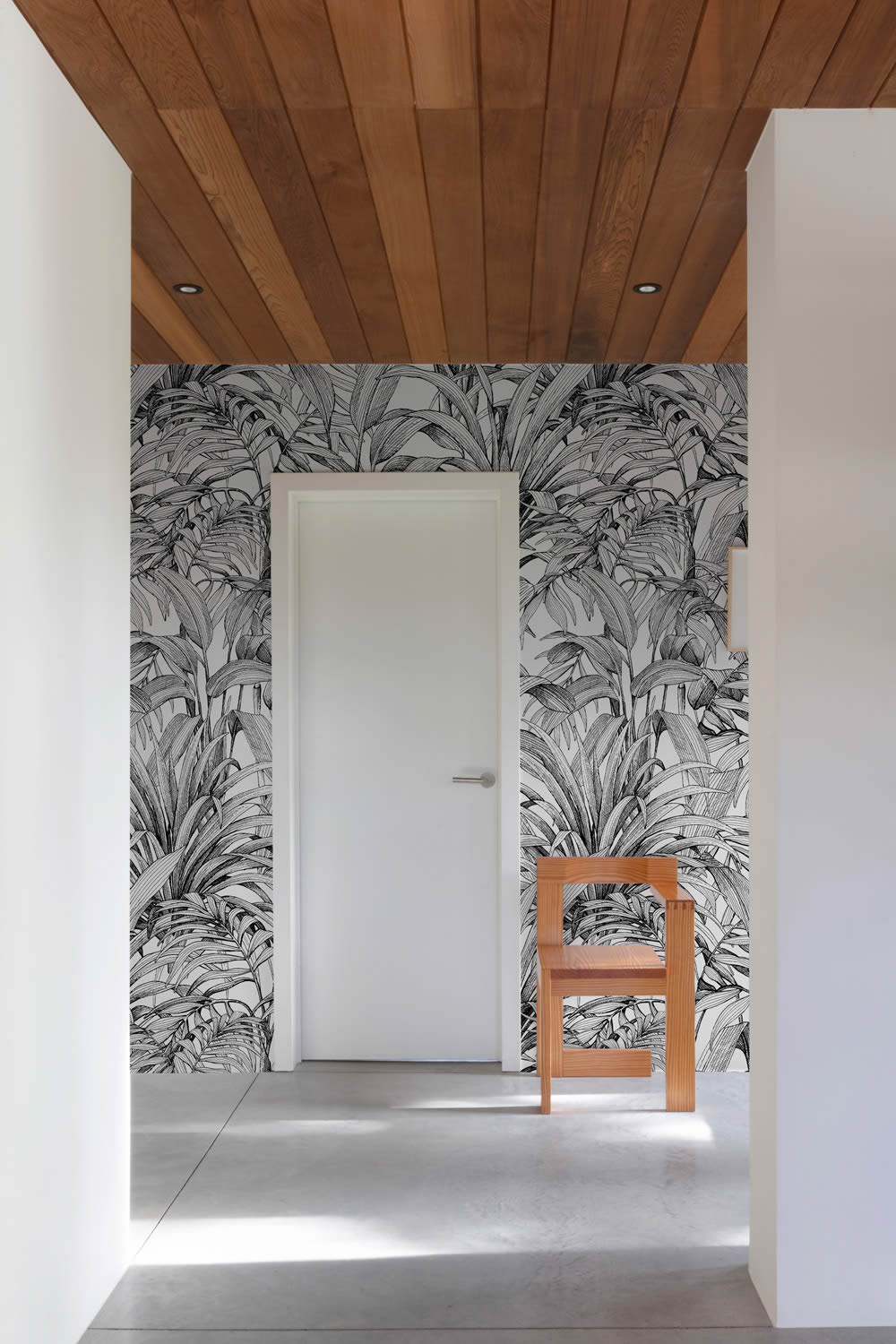 Wandbild 1,59 x 2,80 m Waldtapete Pflanzen schwarz weiß A58301