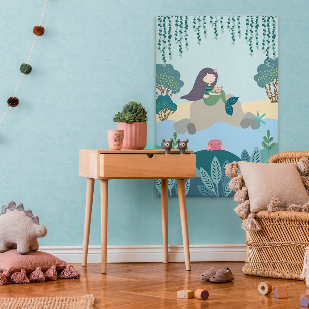 Leinwandbild Meerjungfrau mit Krabbe DD129402 80 x 120 cm-8-DD129402