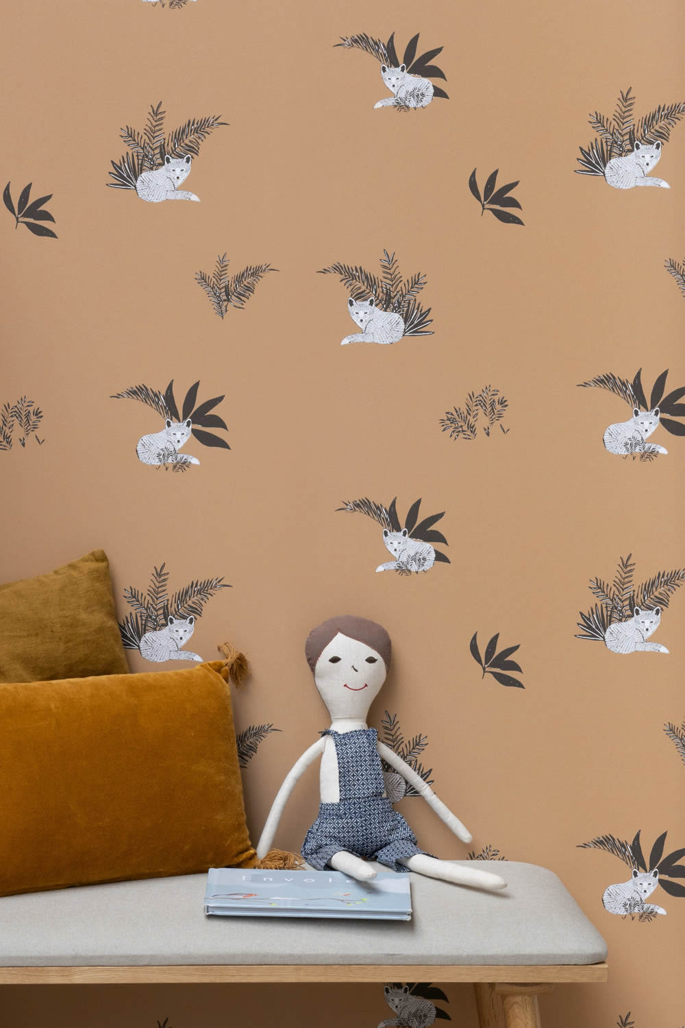 Braune Tapete Blätter Füchse Caselio - Autour du Monde ADM103532026