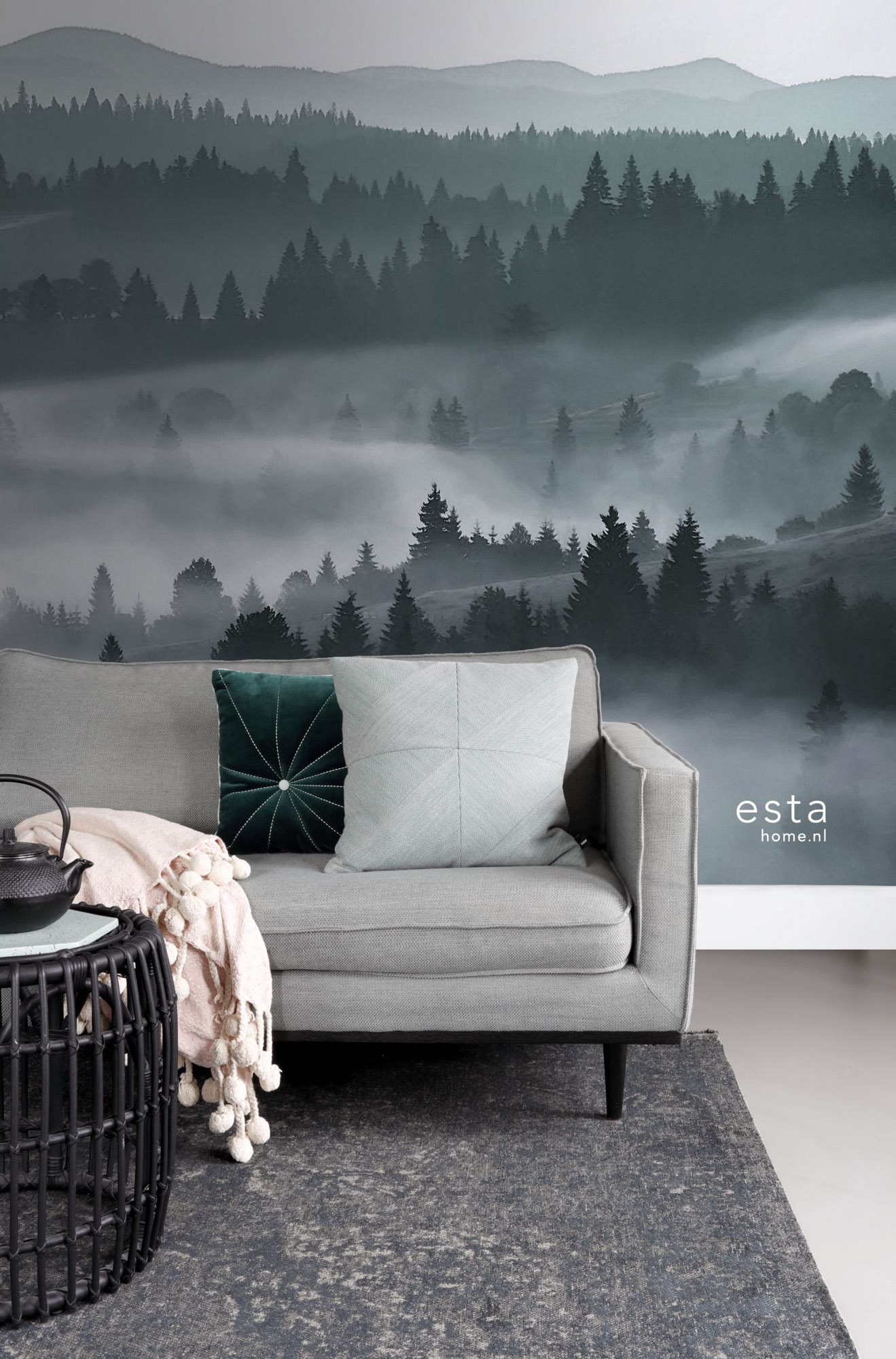 Wandbild Nebelberge Landschaft grün 279 x 279 cm 158910