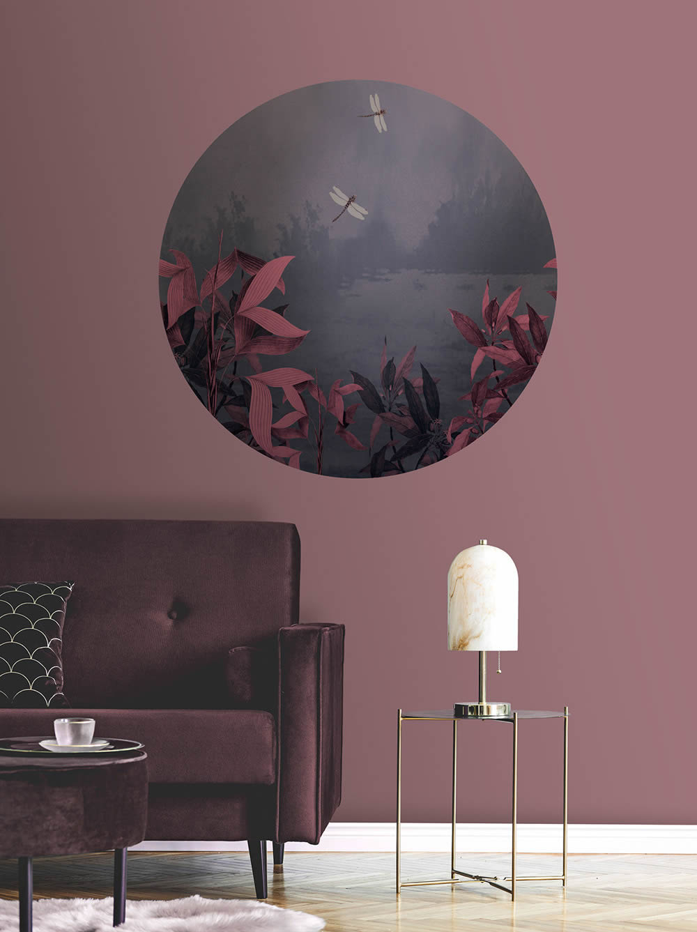 Wandbild Libellen Natur rund vorgekleistert 100 x 100 cm