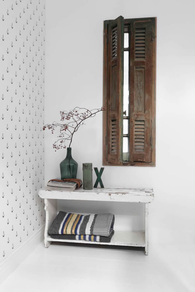Non-woven wallpaper white anchor blue-23-138965.1M