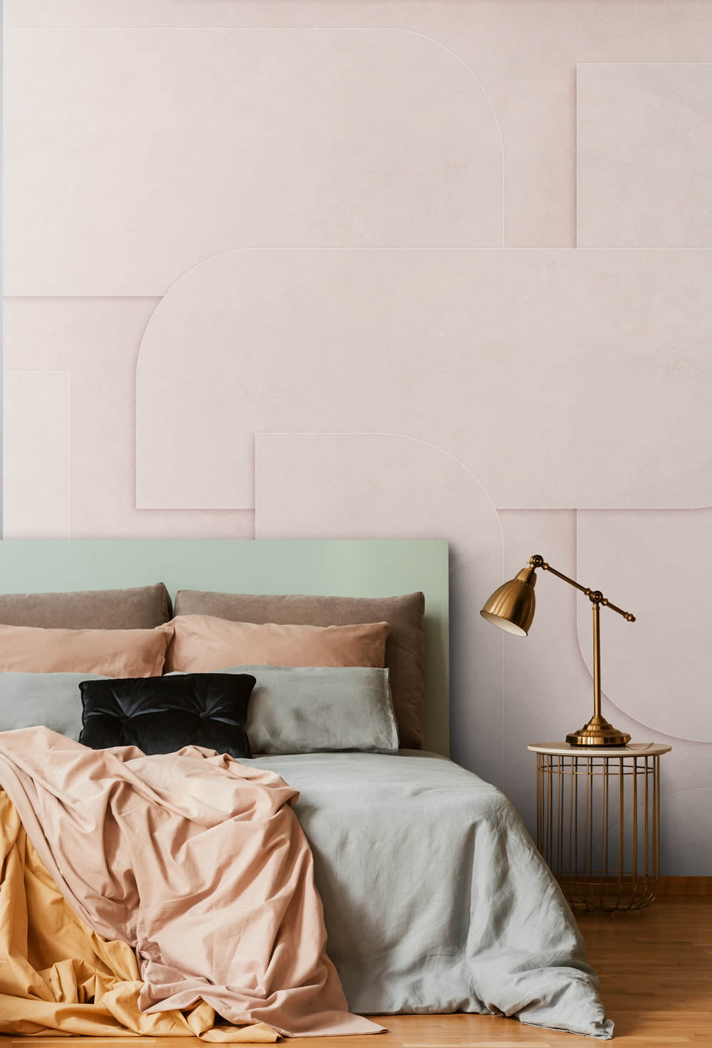 300 x 279 cm Wandbild grafisch 3D Optik Boho beige 159379