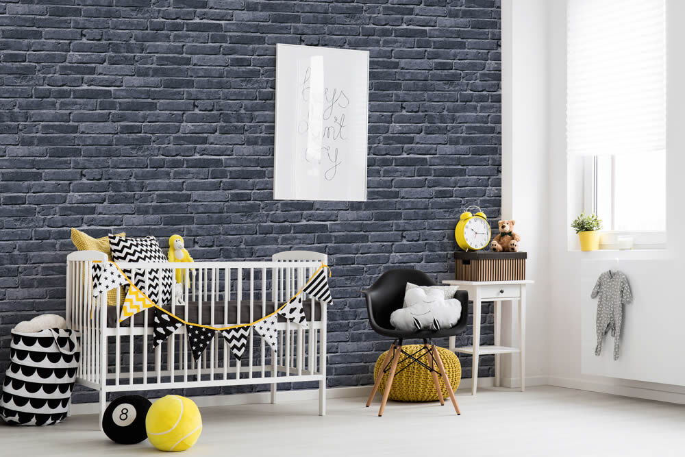 dark gray non-woven wallpaper bricks Little Love AS Creation 381331