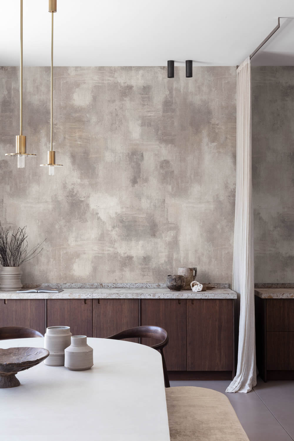 Wandbild 159 x 280 cm Beton Putz Optik 3 Bahnen grau ML4202