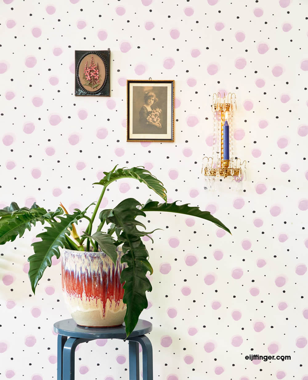 White Dots Wallpaper Purple-Black non-woven-55-383514