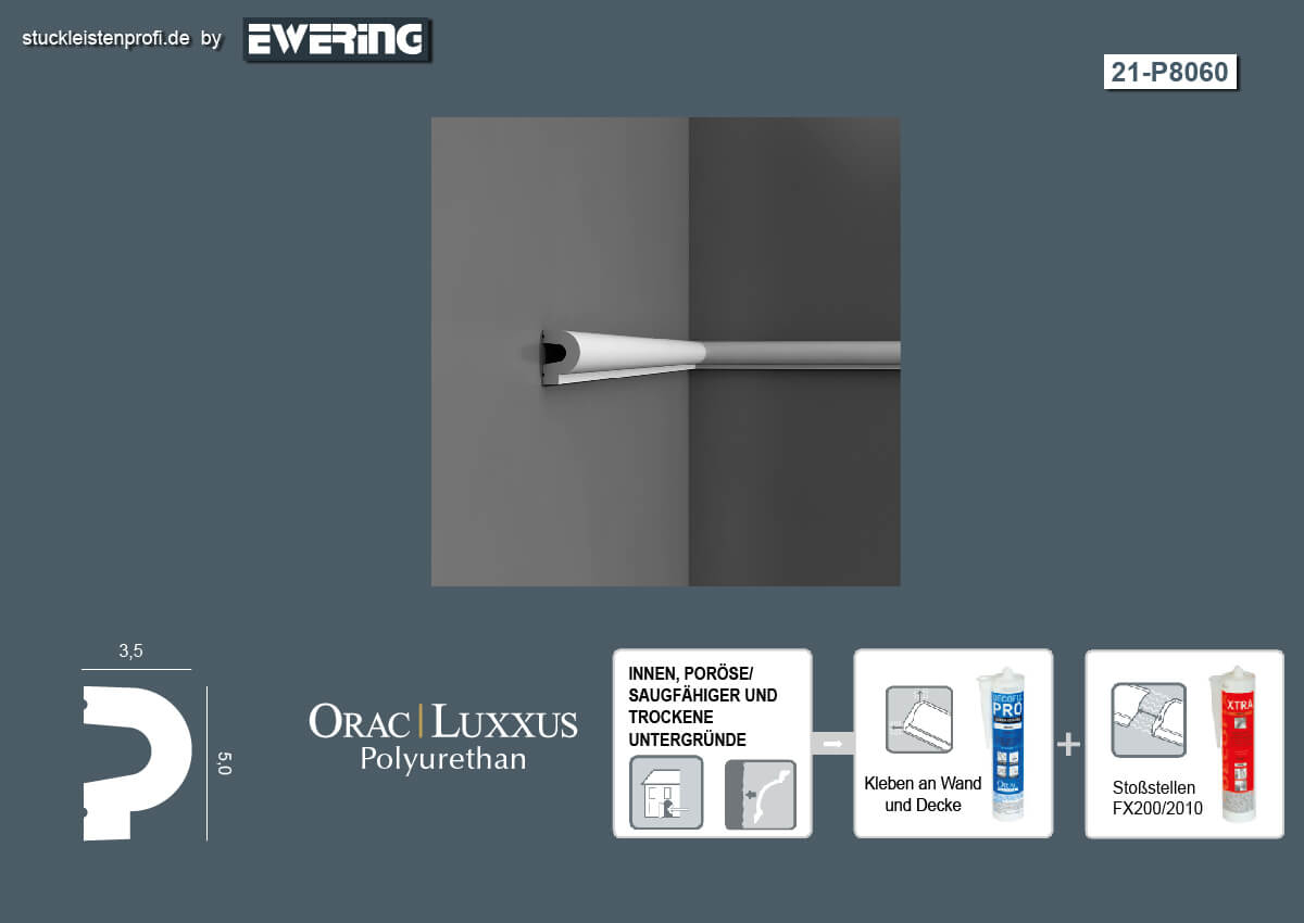 Wandleiste P8060 Orac Decor Stuckleiste-P8060.1M
