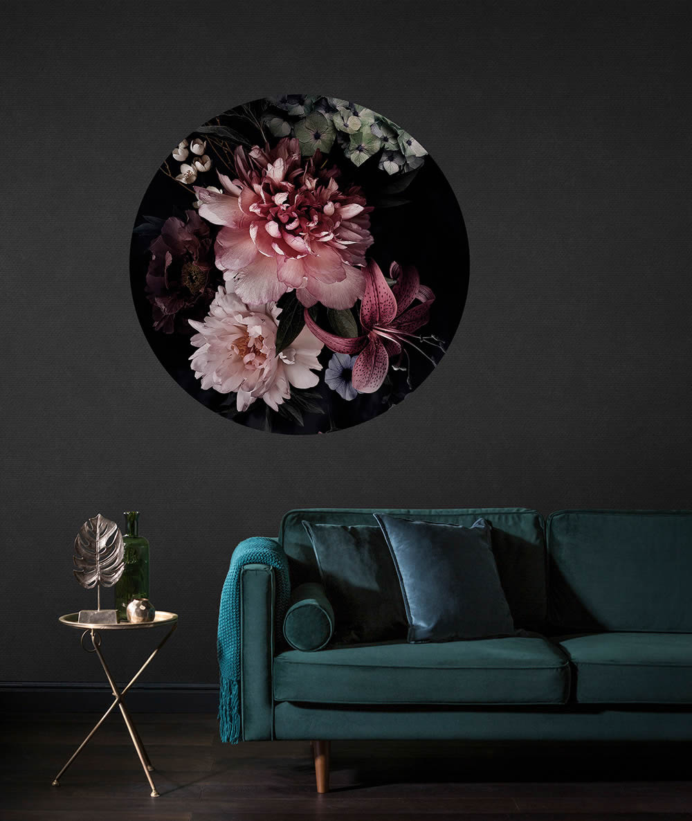 Wandbild Blumenbouquet Lilie Rose vorgekleistert 100 x 100 cm
