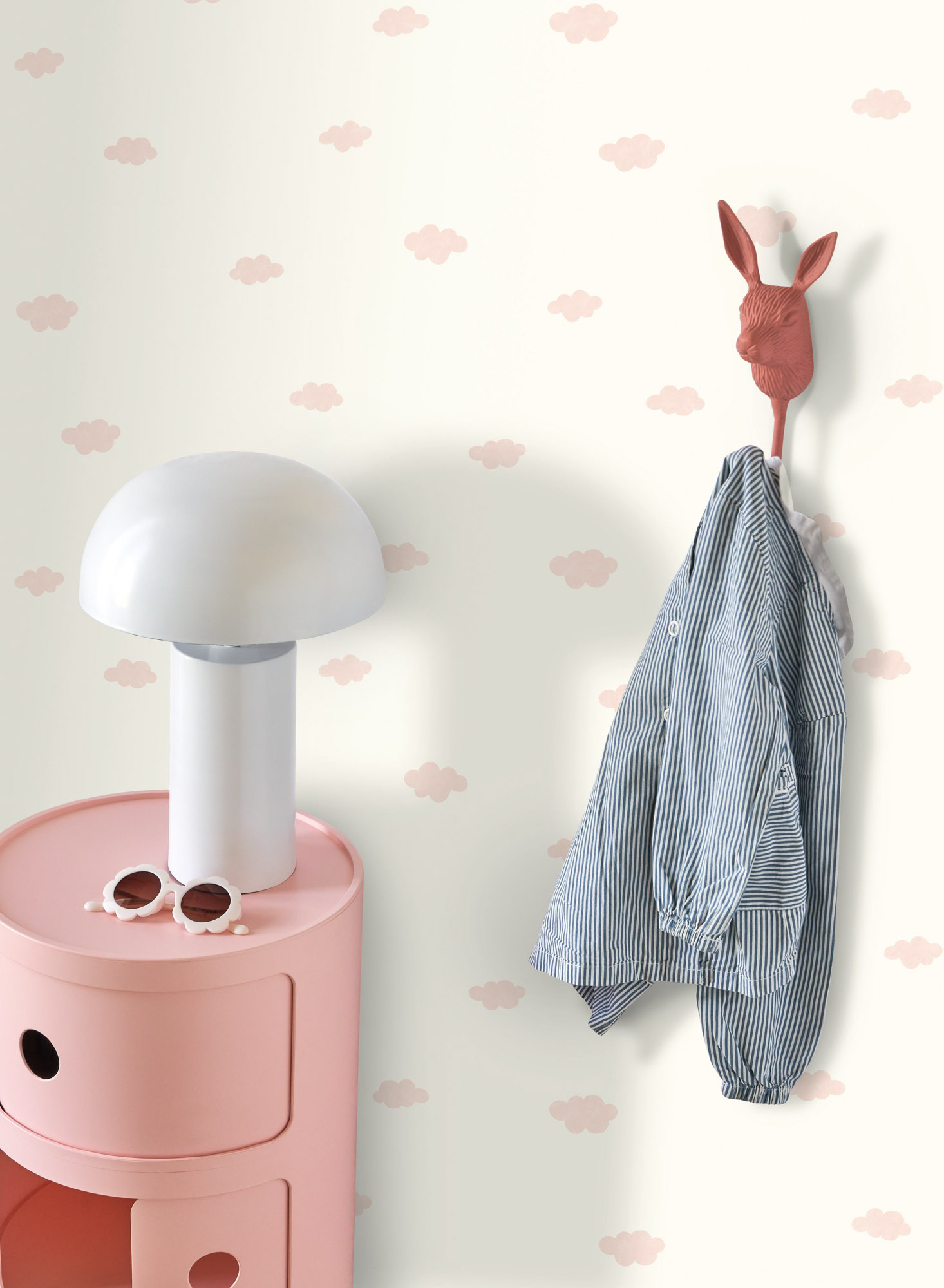 Tapete Wolkentapete Babyzimmer rosa Wölkchen weiß Vlies OUTT29754208