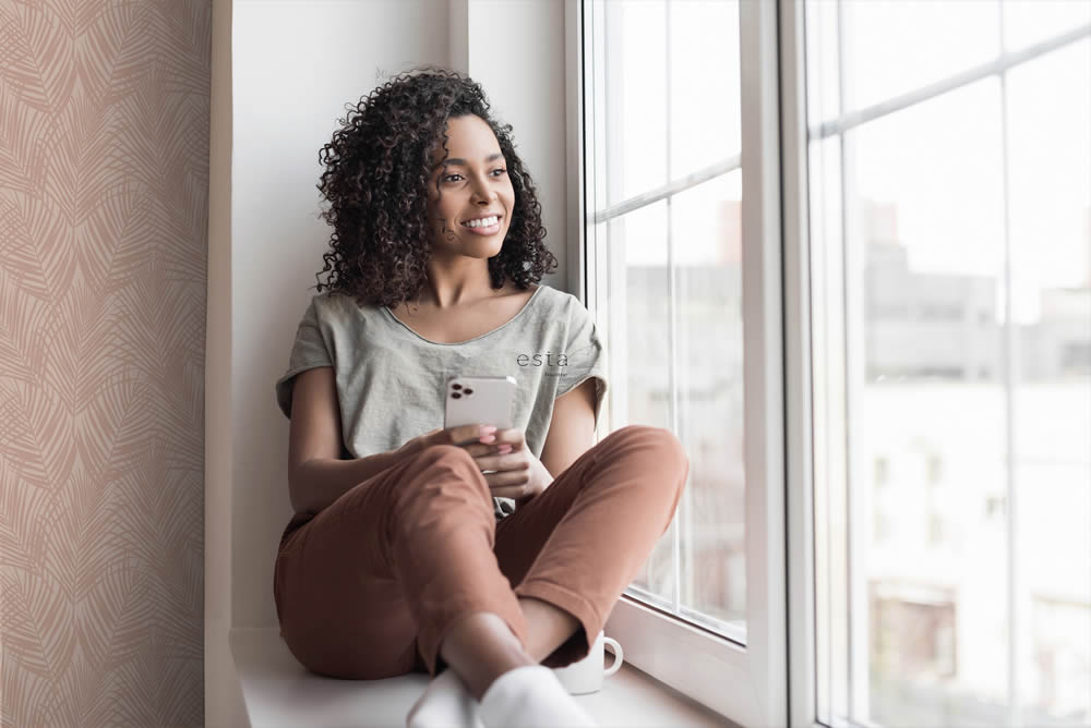 Wallpaper palm leaf pattern pink 139432