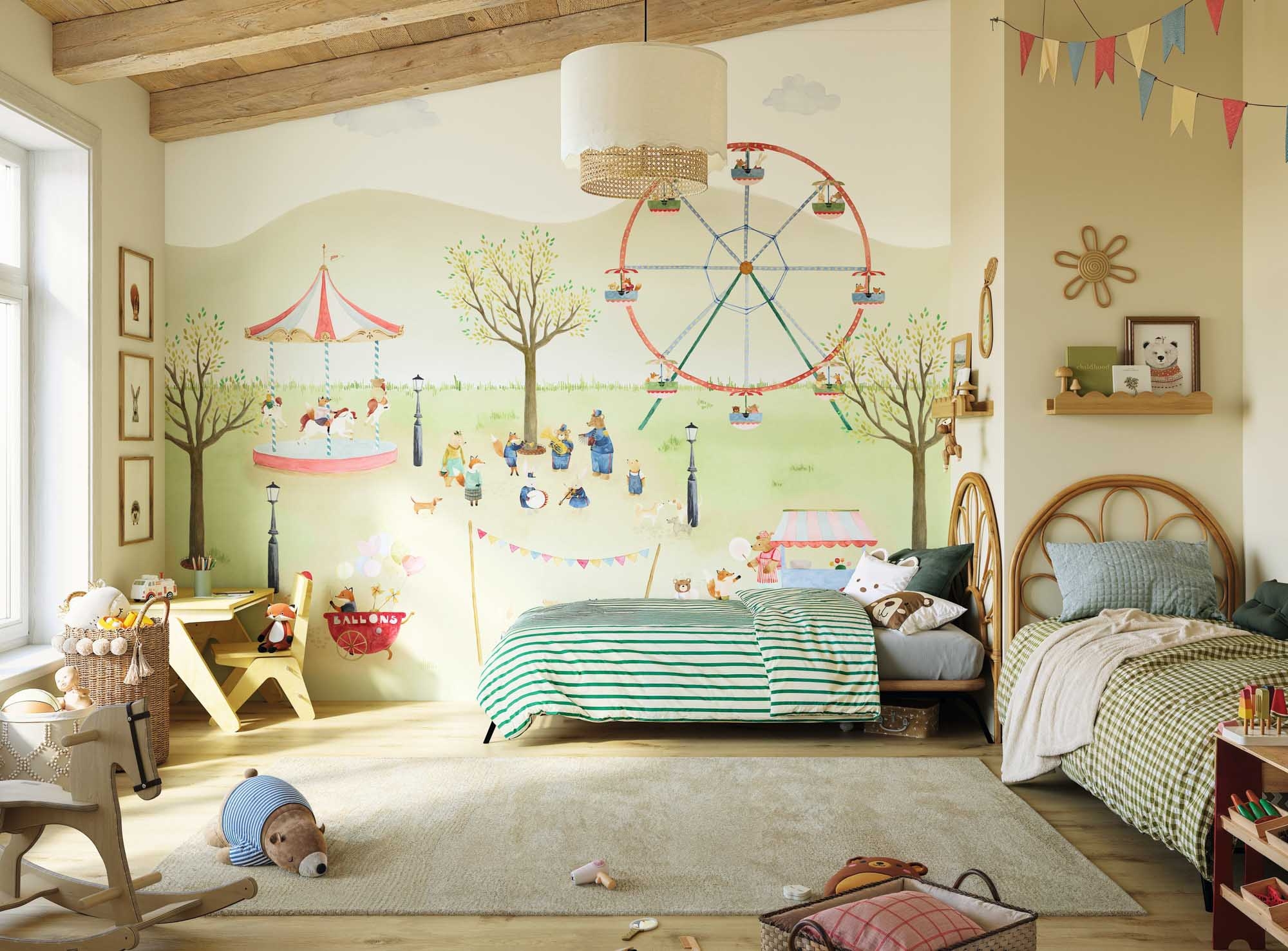 Wandbild Jahrmarkt mit Riesenrad 300 x 250 cm OUTT202997207NW