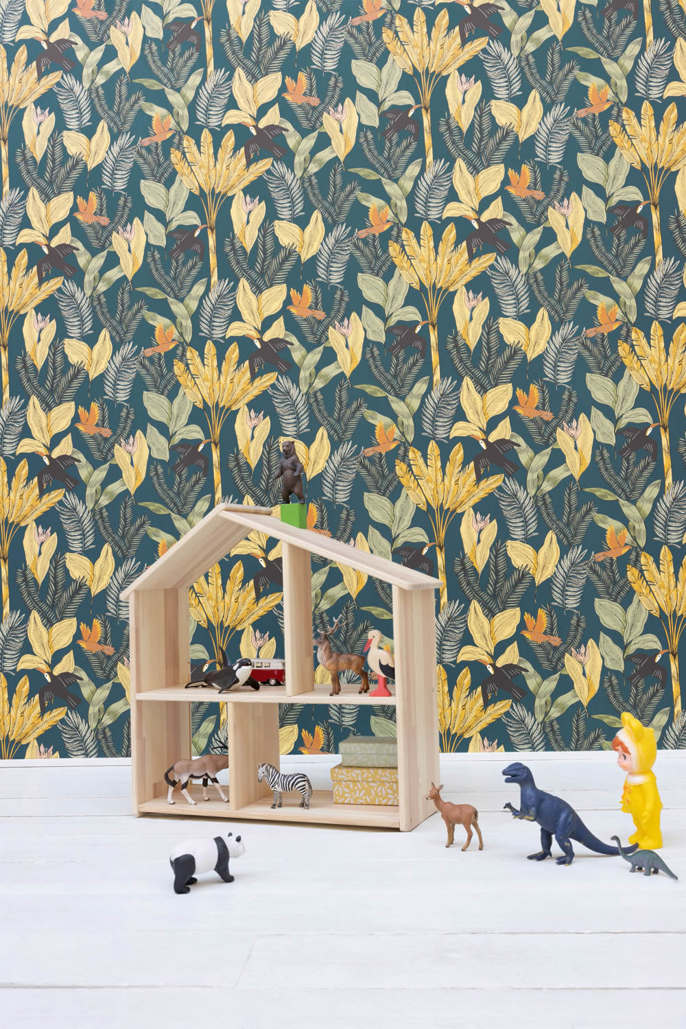 Dschungelmotive Kindgerechte Motivtapeten petrolblau Caselio - Autour du Monde ADM103496043