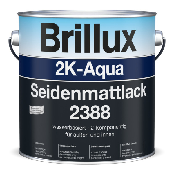 Brillux 2K-Aqua Seidenmattlack 2388 PU-Acryllack weiß, 3,5 l Dose (Härter nicht enthalten, bitte sep. bestellen)