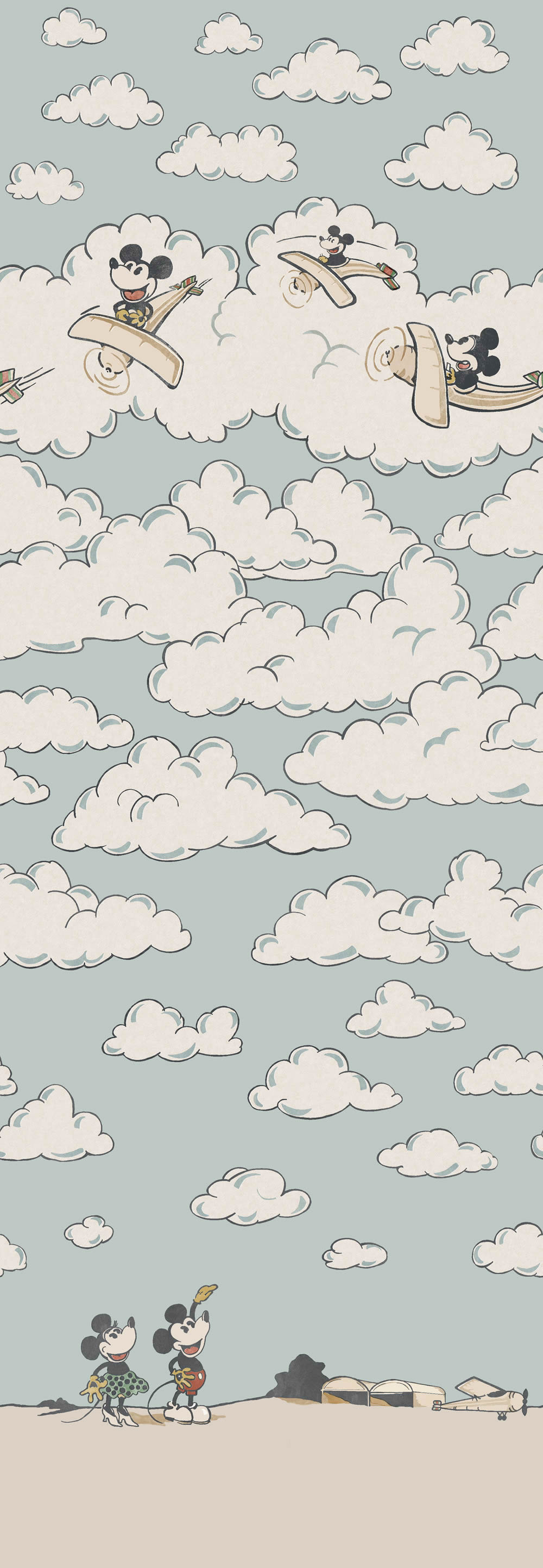 Wandbild Micky Maus im Flugzeug Disney pastellblau DDIW217292