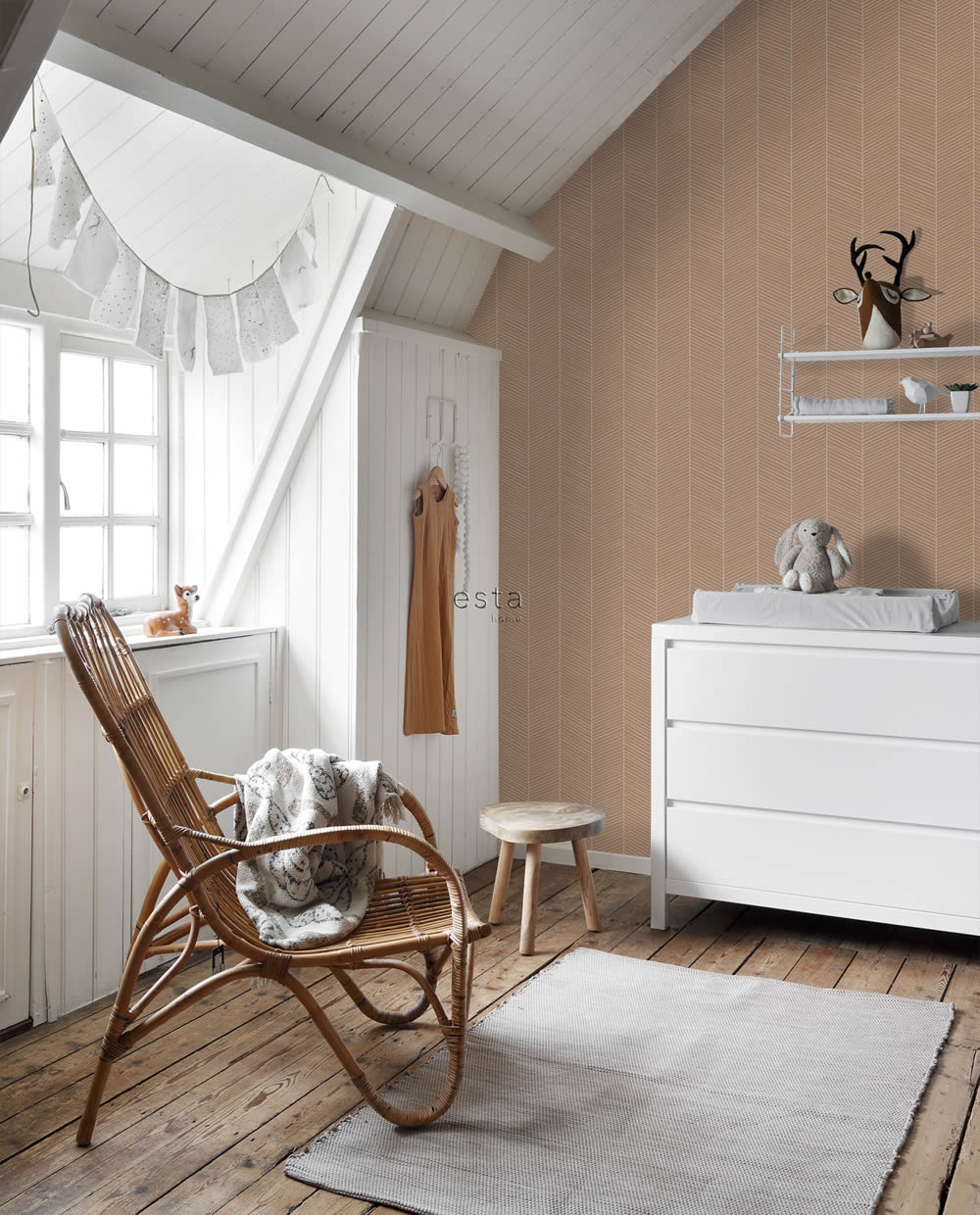 Non-woven wallpaper Scandinavian graphic lines beige 139357