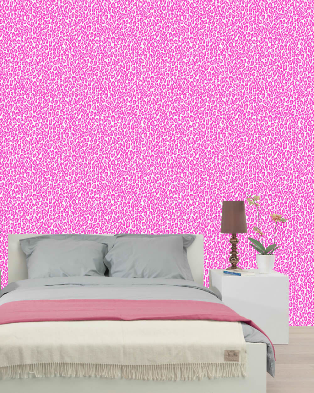 non-woven wallpaper leopard pink