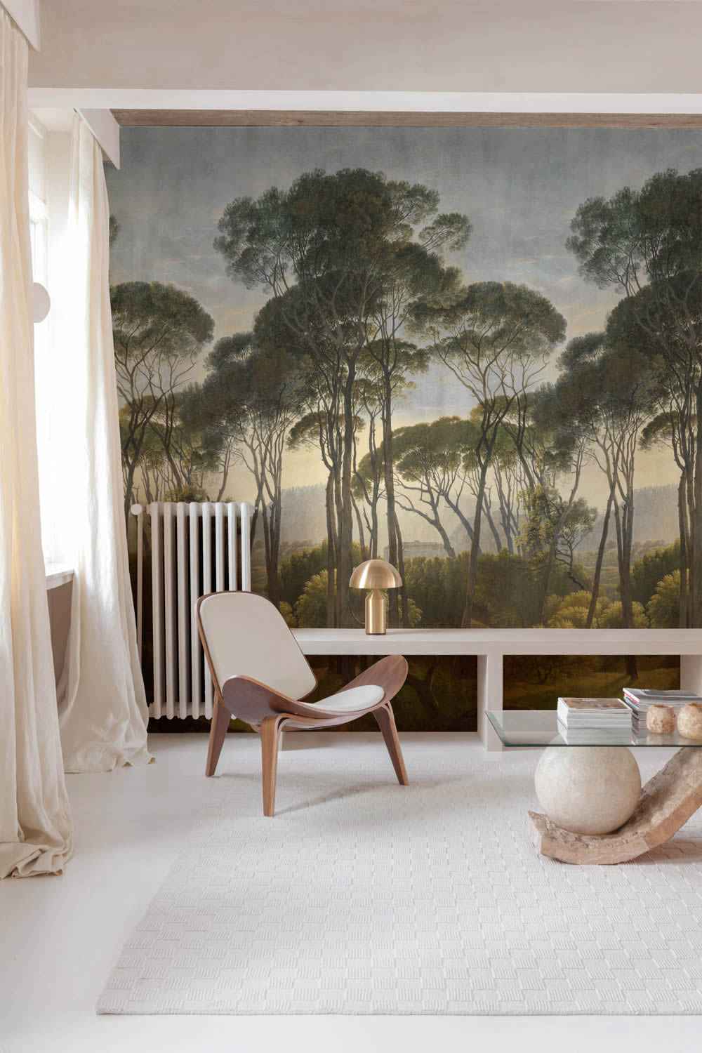 Wandbild 1,59 x 2,80 m Landschaft Wald sonniger Himmel A46301