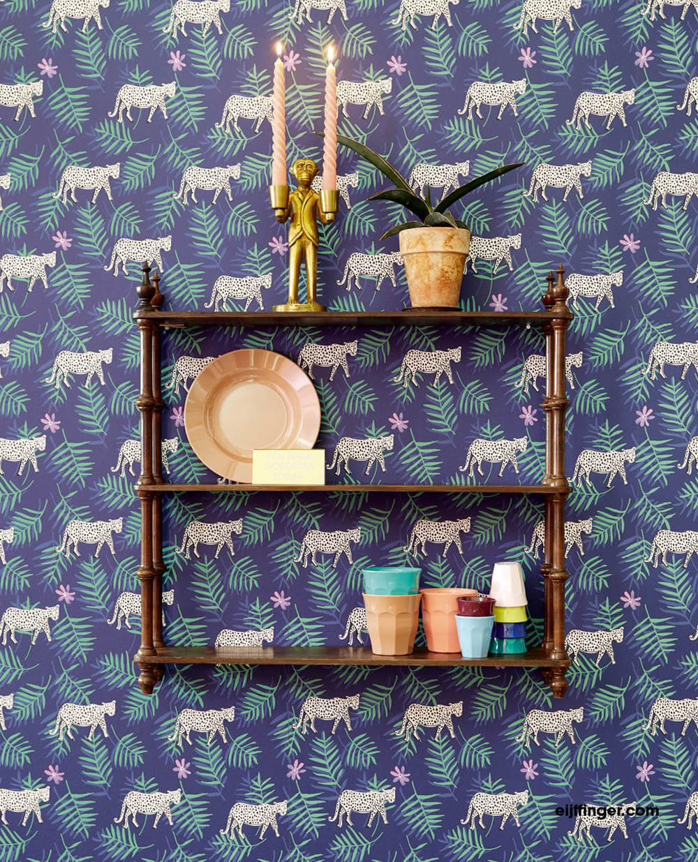 non-woven leopard wallpaper dark blue-55-383553