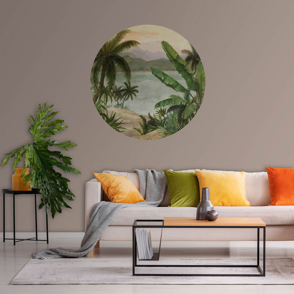 Wandbild tropische Küste Palmen vorgekleistert 100 x 100 cm
