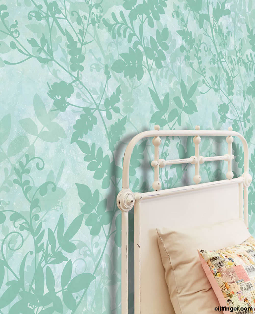 Mural turquoise-green tendrils-55-364139